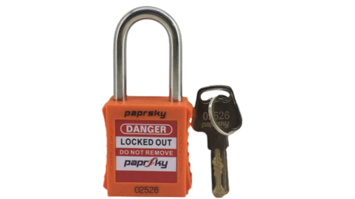 Lockout Padlock Orange PS LOTO PPR-38 Regular Steel Shackle
